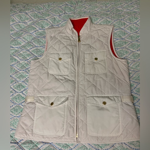 Ralph Lauren Jackets & Blazers - Ralph Lauren Vest- White‎ Quilted Orange Lining Full Zip Women Medium